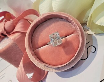 4 Carat  18K White Gold Radiant Diamond Engagement Ring, moissanite Diamond Promise Ring, Real Diamond Ring gift for her