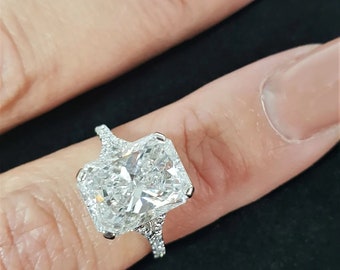 5 Carat 14k Radiant Cut Engagement Ring. Radiant Diamond Ring, moissanite Diamond Engagement Ring Band Ring gift for her