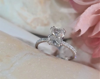 2CT Radiant Cut, Radiant Diamond Engagement Ring, moissanite Diamond Ring, Engagement Ring Band Ring gift for her