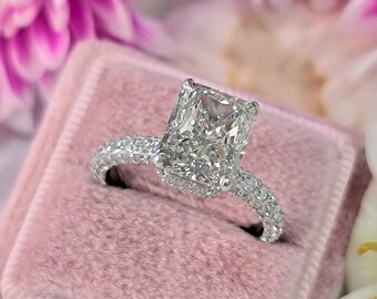 5.80 Ct 14K White Gold Radiant Diamond Engagement Ring - moissanite Diamond Ring, Diamond Ring gift for her
