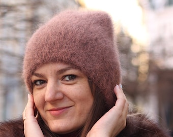 Angora Knit Beanie: Super Fluffy Double Sided Winter Hat