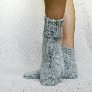 Gray knit socks for women Cozy wool socks Soft knit socks Winter socks Wool slippers short socks hygge socks image 6