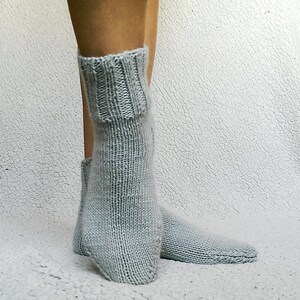 Gray knit socks for women Cozy wool socks Soft knit socks Winter socks Wool slippers short socks hygge socks image 2