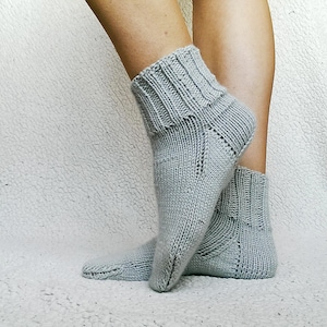 Gray knit socks for women Cozy wool socks Soft knit socks Winter socks Wool slippers short socks hygge socks image 1