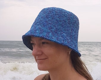 Crochet Raffia Bucket Hat: Handmade Summer Panama Straw Hat