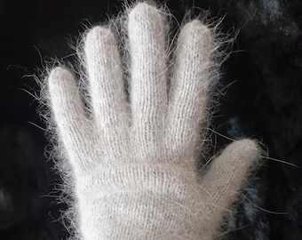 Hand Knitted Angora Gloves: Warm Winter Gloves