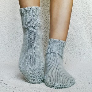 Gray knit socks for women Cozy wool socks Soft knit socks Winter socks Wool slippers short socks hygge socks image 4
