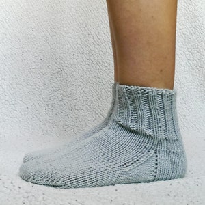 Gray knit socks for women Cozy wool socks Soft knit socks Winter socks Wool slippers short socks hygge socks image 5