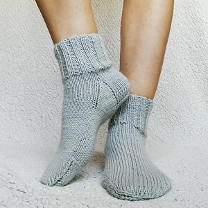 Gray knit socks for women Cozy wool socks Soft knit socks Winter socks Wool slippers short socks hygge socks image 3