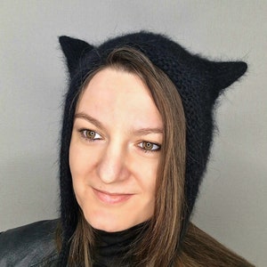 Kitty hat bonnet women color in choice Cat ear hat Winter hat made of angora