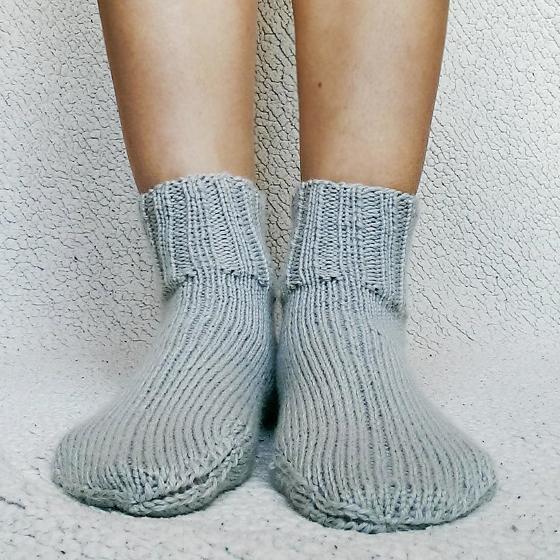 Gray knit socks for women Cozy wool socks Soft knit socks Winter socks Wool slippers short socks hygge socks image 8