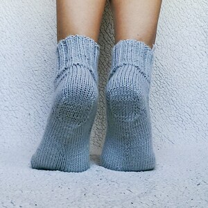Gray knit socks for women Cozy wool socks Soft knit socks Winter socks Wool slippers short socks hygge socks image 9