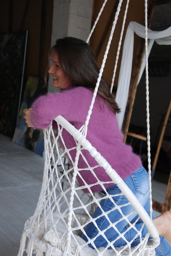 【IONSEOUL】Swing Angora Striped Knit 5FM0007 Colorful Angora Cardigan, Custom Neon Striped Sweater