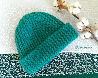 Emerald  knit hat Hat wool Knitted volume cap Fashionable hat Hand knitted accessories handmade  Women Knit Hat gift for her