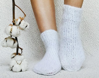 White women knit socks Cozy wool socks Soft alpaca knit socks Winter socks Wool slippers short socks hygge socks