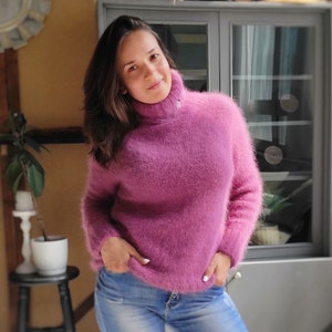 Delicate knitted angora sweater Soft fluffy pullover  Color choice  sweater Fluffy vest pulover Handmade women chunky sweater Size S-M-L