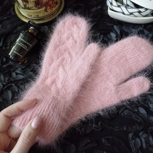 Knitted angora mittens for women Warn  winter gloves color in choice Winter accessories Fluffy angora wool gloves