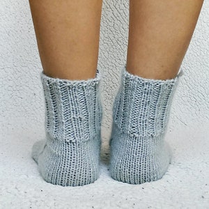 Gray knit socks for women Cozy wool socks Soft knit socks Winter socks Wool slippers short socks hygge socks image 10