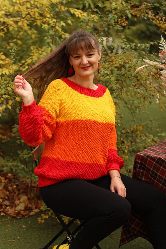 Pull Tricoté Main Ricarda-S - Taille XL - Coton Mélangé Avec Mohair - Style Rétro Allemand