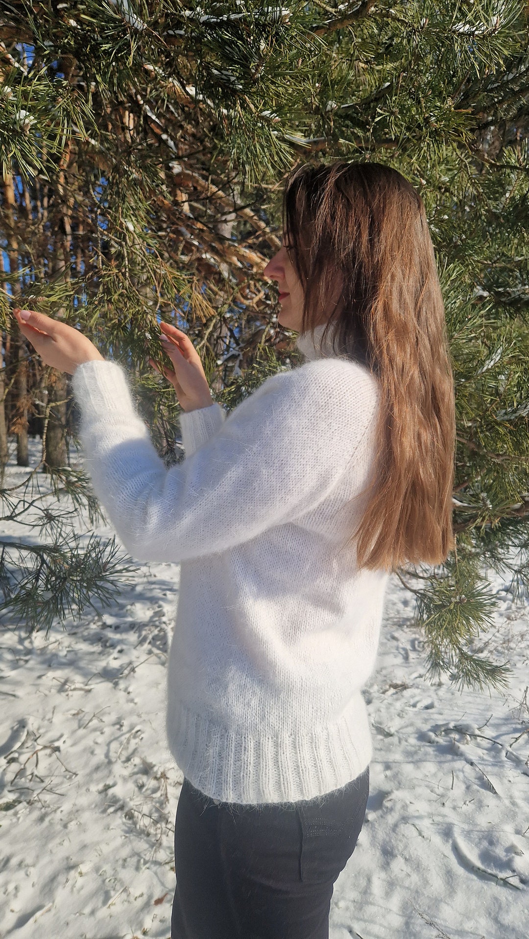 【2plan】23FW★ [MADE] Angora embroidery warmer polar tee Proenza Schouler White Label Azura Sweater in Mouline Knits