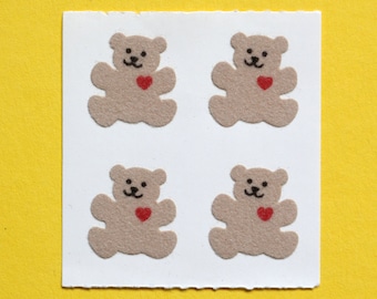 5 Sheets of GOLD CUTE TEDDY BEAR In Assorted Working Activities Peel Off Sticker