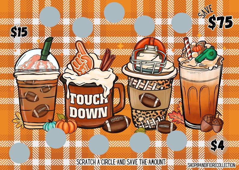 Fall Scratch Off Fall Scratch off Savings Challenge, Coffee Theme, Save 25-100 Dollars ...