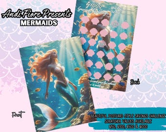 Mermaid Savings Scratcher – Seashell Scratch-Off Postcard Challenge