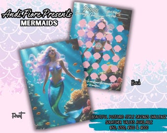 Mermaid Dreams Savings Challenge Scratcher – Seashell Postcard
