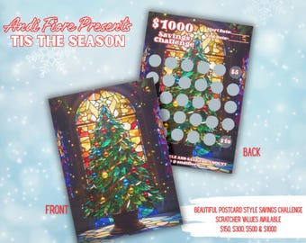 Stained Glass Christmas Savings Challenge: Scratch Off Budget Tracker