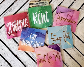 Dave Ramsey Inspired Laminated Watercolor Mini Cash Envelopes,Cash Envelope System,Money Envelopes,Budgeting Cash Envelopes,Budgeting System