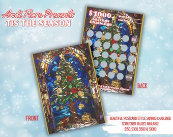 Stained Glass Christmas Savings Challenge, Scratch-off Tracker