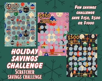 Retro Ornament Savings Scratcher, Holiday Challenge Card