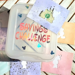 Mickey Inspired Peek A Boo 100 Envelope Challenge Box Kit, 100 Watercolor Envelopes, Envelope Kit, Savings Challenge, Cash Envelope Kit,