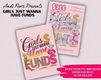 Girls Just Wanna Have Funds Scratch-Off Savings Challenge Card