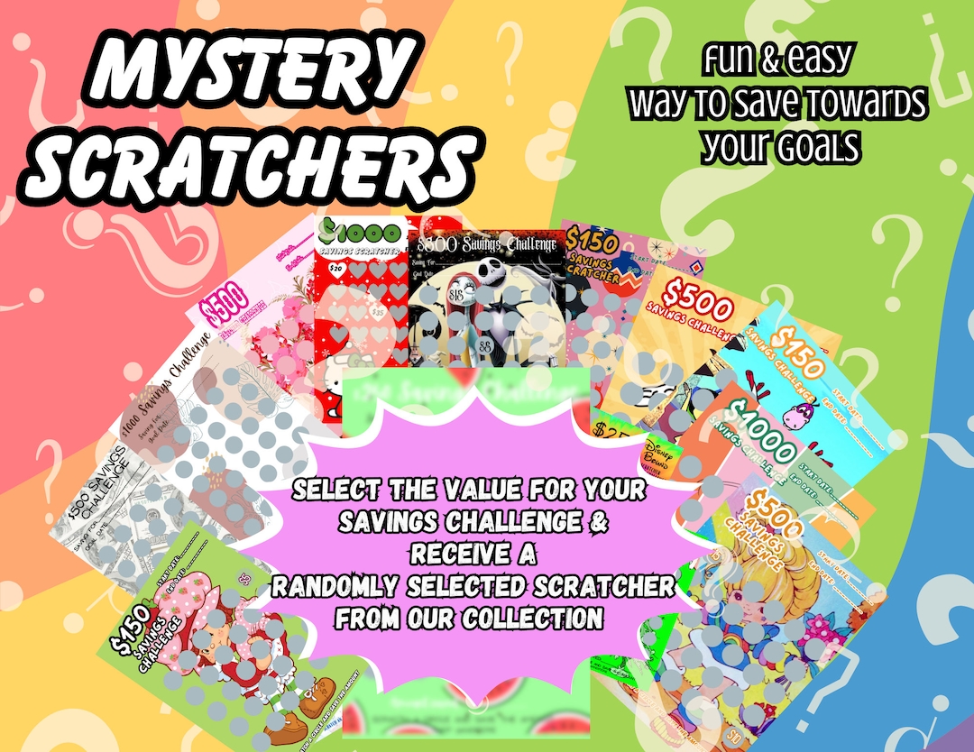 Mystery Scratcher Challenges,values 150,300,500 and 1000, Fun Savings