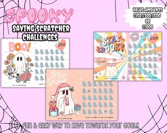 Spooky Season Savings Challenge Scratch Off Card, Ghost Theme