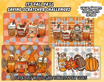 Fall Scratch Off Savings Challenge, Coffee Theme, Save 25-100 Dollars