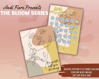 Bloom Savings Challenge Scratcher | Line Art Money Tracker