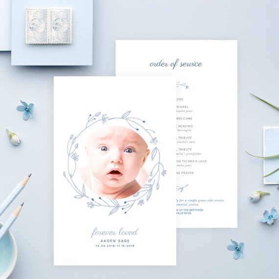 Funeral Service Program Template For Baby Or Child Instant Etsy