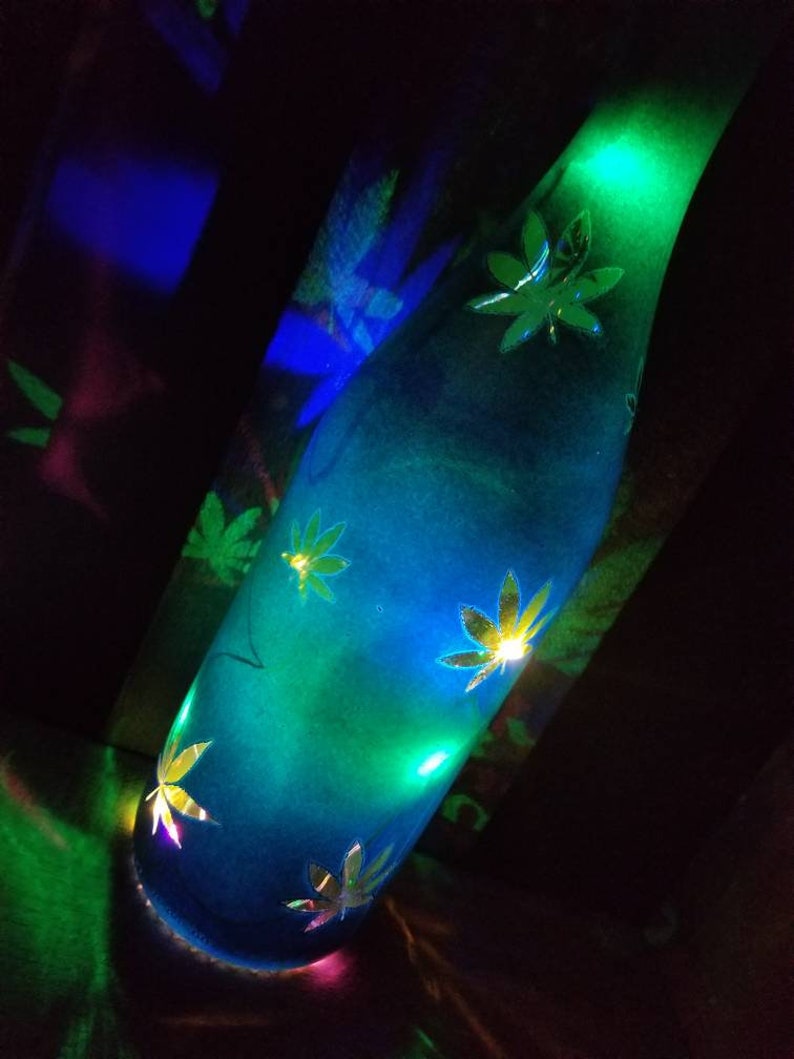 It/'s 420 somewhere marijuana weed pot leaf cannabis dope retro high decor Battery Operated bottle light Jar Nightlight accent light lamp