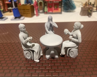 Unpainted Christmas Village Chinese New Year Tea Set - Perfect for Department 56, Lemax, and More!