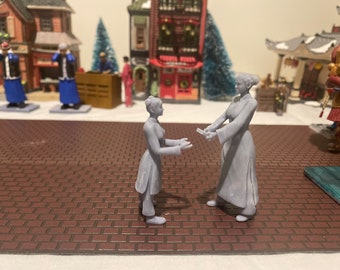 Unpainted Christmas Village Chinese New Year Women and Girl - Perfect for Department 56, Lemax, and More!