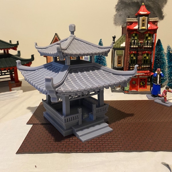 Unpainted Christmas Village Chinese Pagoda Pavilion - Perfect for Department 56, Lemax, and More!