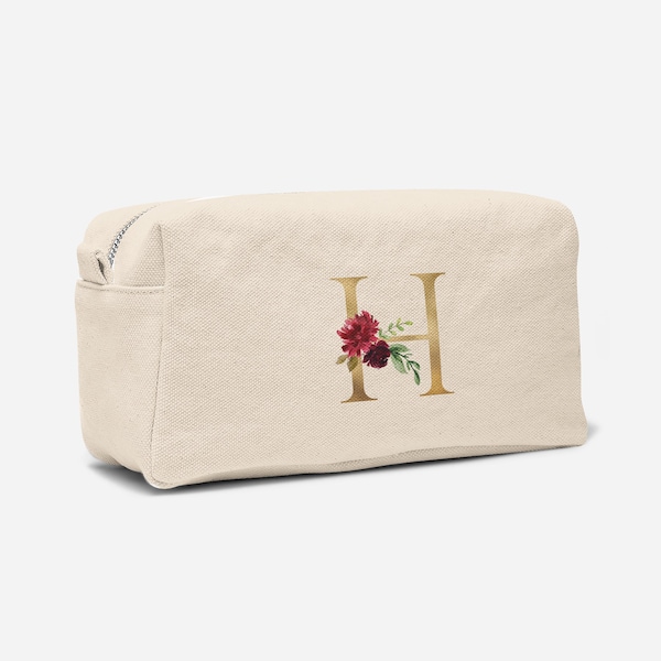 ECO FRIENDLY Personalised Make-up Bag-Initial Make-Up Bag-Alphabet Make-Up Bag-Floral Make-Up Bag-Bridal Party Gifts - Alphabet Cosmetic Bag