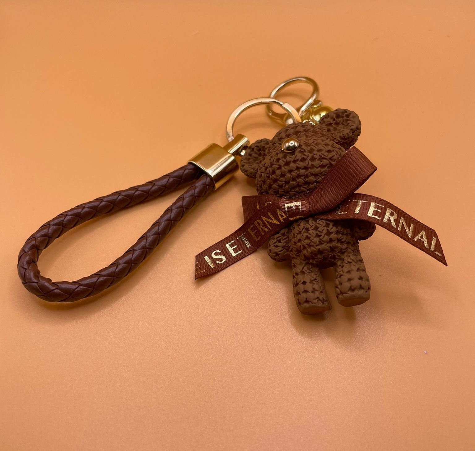 French Vogue Boutique, Accessories, Bag Charm Keychain Teddy Bear Damier  Azur Handmade With Charms Tassel