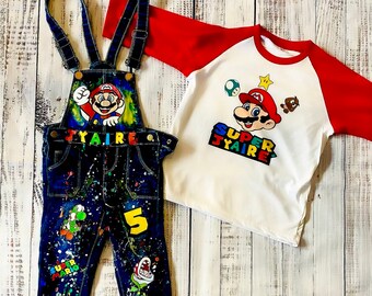 Mario brother Birthday overalls