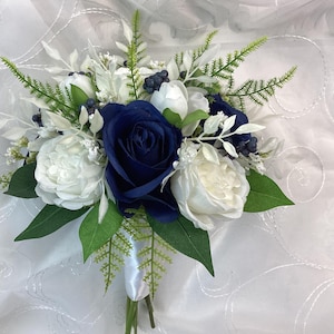 flowers for navy prom dress Navy Blue Strapless Satin Prom Dress with Lace & 3D Flowers