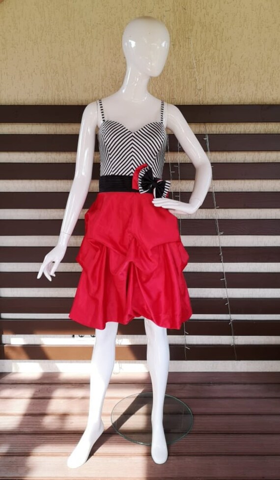 Women's Exclusive Elegant Evening Cocktail Party Red White Black Stripped Dress  Tight Gorgeous Vintage Romantic Sleeveless Glossy Gown S - Etsy