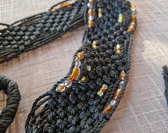 Knotted Tie belt with plastic beads and tassels Everyday Festival Style Waistband Girdle Gift for Her Accessories elegant exclusive handmade