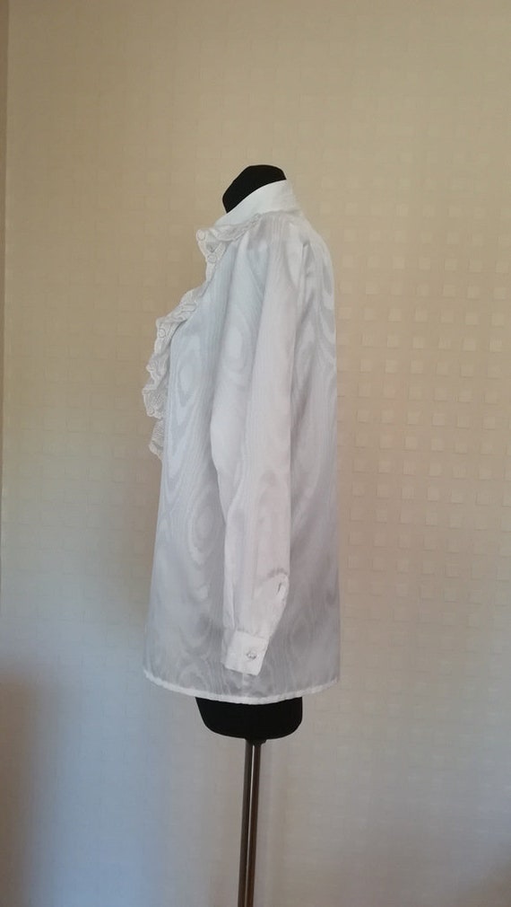 Vintage 1990's White Blouse Jacket Lace Secretary… - image 5